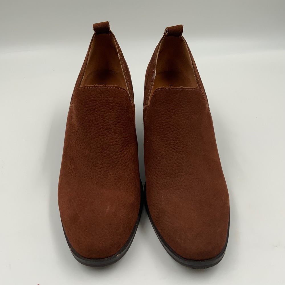 Lucky Brand Women Leather Ankle Boots Booties Brown Wedge Heel Size 6.5 - Picture 2 of 8